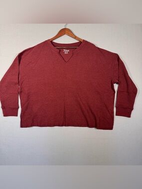 Natural Reflections Hillside Thermal Notch Neck Shirt Women's XL Burgundy